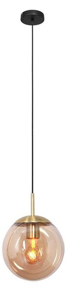 Závesné svietidlo Bollique, mosadz, Ø 20 cm, sklo, 1 svetlo, guľa, Mosadz / zlato, Obývacia izba / jedáleň, kov, Závesné svietidlo