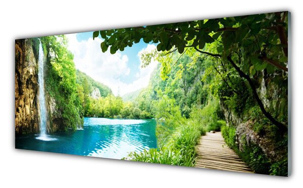 Nástenný panel  Vodopád jazero príroda 125x50 cm