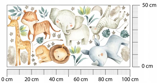 Vulpi Detské samolepky na stenu Safari 100x50 cm