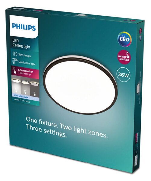 Philips 8719514432123 Ozziet stropné svietidlo LED 36W/4100lm 4000K čierna SceneSwitch