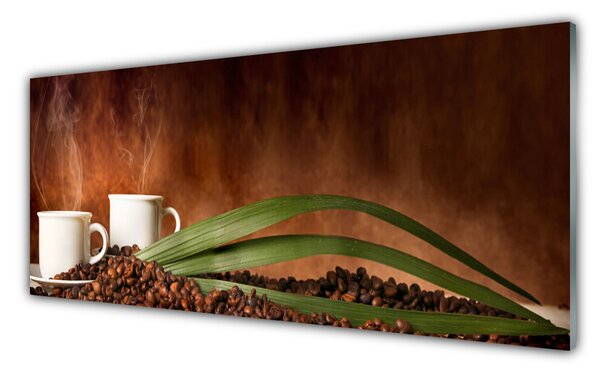 Nástenný panel  Šálky káva zrnká kuchyňa 125x50 cm