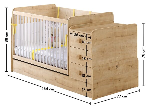 Cilek Rastúca hojdacia postieľka s prebaľovacím pultom Mocha Baby