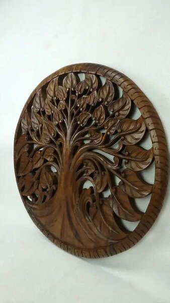 Dekorácia na stenu Strom života 90cm,hnedá, okrúhla, drevo, ručná práca (Masterpiece ručná práca)