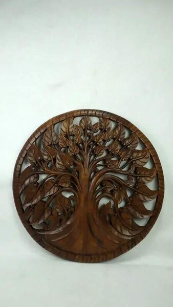 Dekorácia na stenu Strom života 90cm,hnedá, okrúhla, drevo, ručná práca (Masterpiece ručná práca)