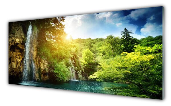 Nástenný panel  Vodopád stromy príroda 125x50 cm