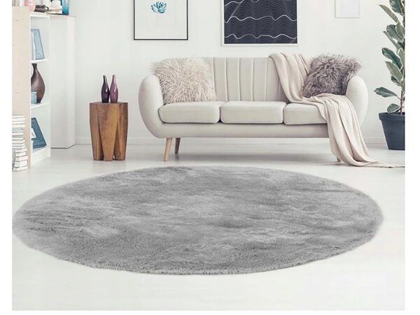 Detský koberec plyšový okrúhly Home 120x120 cm ružový Farba: sivá