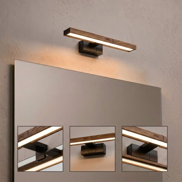 Brilagi-LED Kúpeľňové osvetlenie zrkadla WOODY MIRROR 3v1 LED/8W/230V 40 cm IP44 čierna/dub