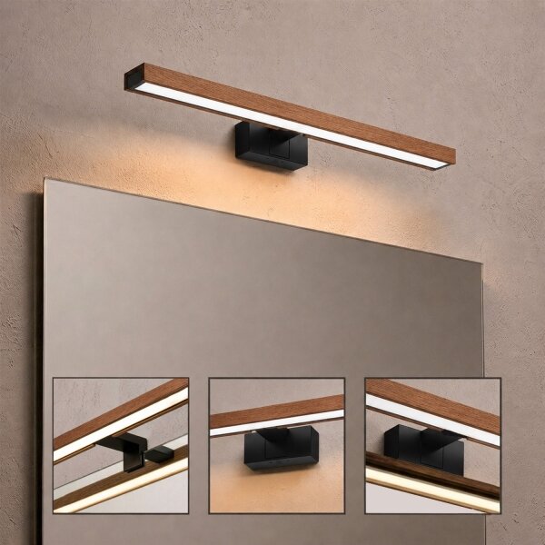 Brilagi-LED Kúpeľňové osvetlenie na zrkadlo WOODY MIRROR 3 v 1 LED/12W/230V 60 cm IP44 čierna/dub