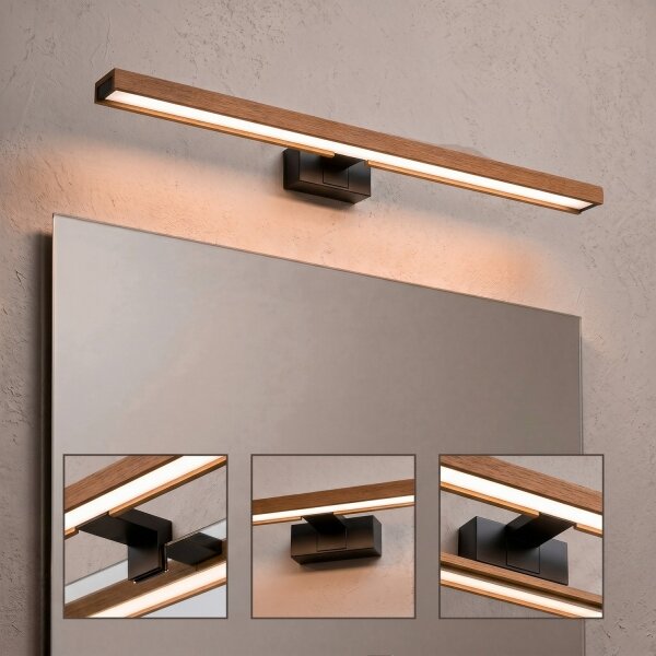 Brilagi-LED Kúpeľňové osvetlenie zrkadla WOODY MIRROR 3v1 LED/15W/230V 80 cm IP44 čierna/dub