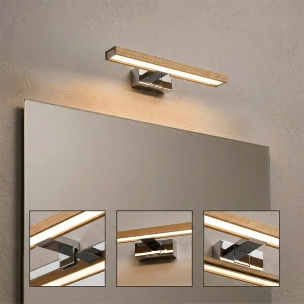 Brilagi-LED Kúpeľňové osvetlenie zrkadla WOODY MIRROR 3v1 LED/8W/230V 40 cm IP44 chróm/dub