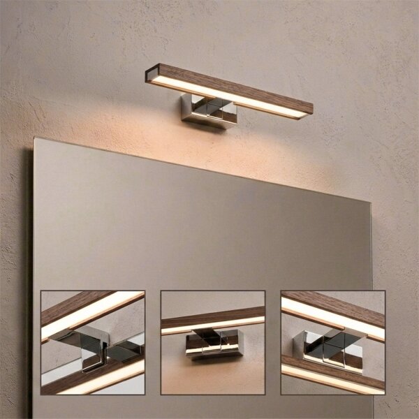 Brilagi-LED Kúpeľňové osvetlenie zrkadla WOODY MIRROR 3v1 LED/8W/230V IP44 chróm/dub orech