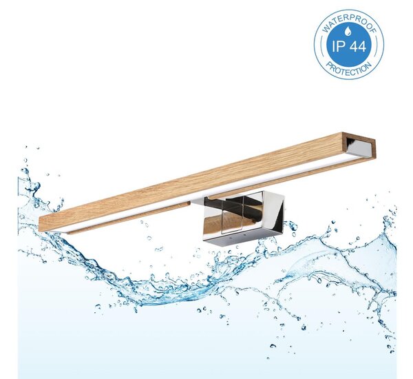 Brilagi-LED Kúpeľňové zrkadlové osvetlenie WOODY MIRROR 3v1 LED/12W/230V 60 cm IP44 chróm/dub