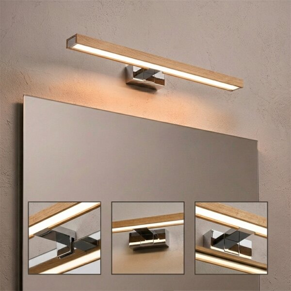 Brilagi-LED Kúpeľňové zrkadlové osvetlenie WOODY MIRROR 3v1 LED/12W/230V 60 cm IP44 chróm/dub