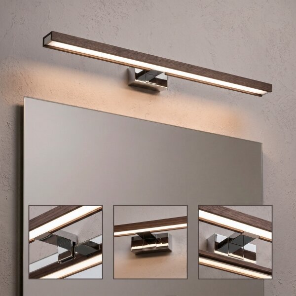 Brilagi - LED kúpeľňové osvetlenie zrkadla WOODY MIRROR 3v1 LED/12W/230V IP44 chróm/dub orech