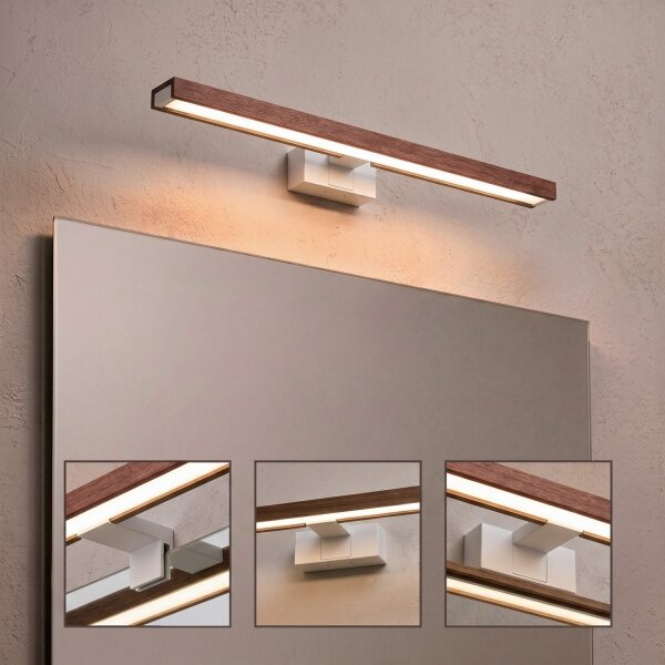 Brilagi -LED kúpeľňové zrkadlové svietidlo 3v1 WOODY MIRROR LED/12W/230V IP44 biela/dub čerešňa