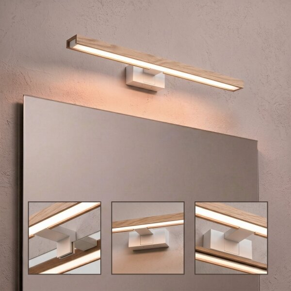 Brilagi - LED osvetlenie kúpeľňového zrkadla 3v1 WOODY MIRROR LED/12W/230V IP44 biela/dub