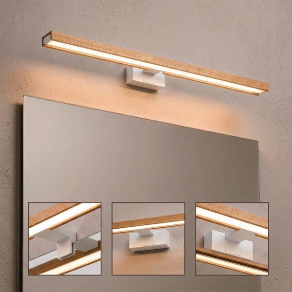 Brilagi - LED kúpeľňové osvetlenie zrkadla 3v1 WOODY MIRROR LED/15W/230V IP44 biela/dub