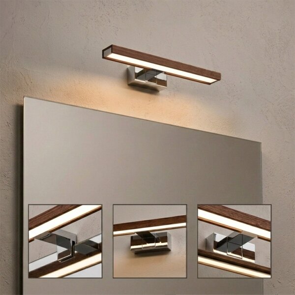 Brilagi-LED Kúpeľňové zrkadlové osvetlenie WOODY MIRROR 3v1 LED/8W/230V IP44 chróm/dub čerešňa