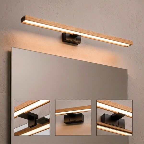Brilagi - LED kúpeľňové osvetlenie zrkadla 3v1 WOODY MIRROR LED/15W/230V IP44 čierna/dub
