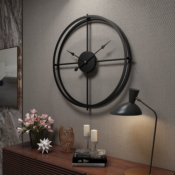 Dizajnové nástenné hodiny lux black 60cm