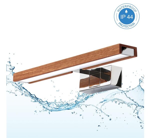 Brilagi-LED Kúpeľňové zrkadlové osvetlenie WOODY MIRROR 3v1 LED/8W/230V IP44 chróm/dub čerešňa