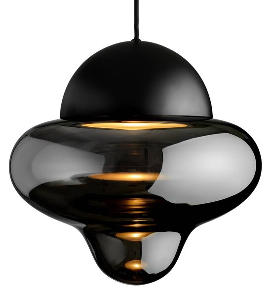 LED závesné svietidlo Nutty XL, dymová sivá / čierna, Ø 30 cm