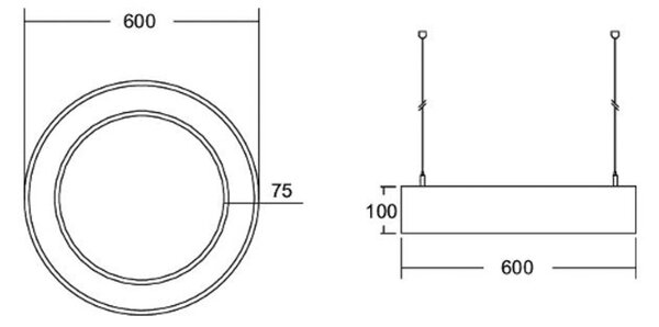 BRUMBERG Biro Circle Ring10 priamy Ø 60 cm zapínanie/vypínanie čierna 840