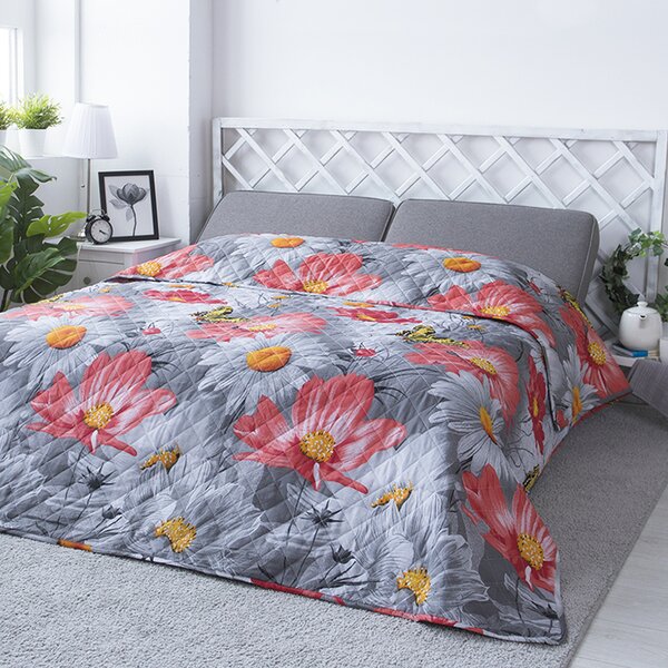 XPOSE® Prikrývka na posteľ KARLA - oranžová/sivá 220x240 cm