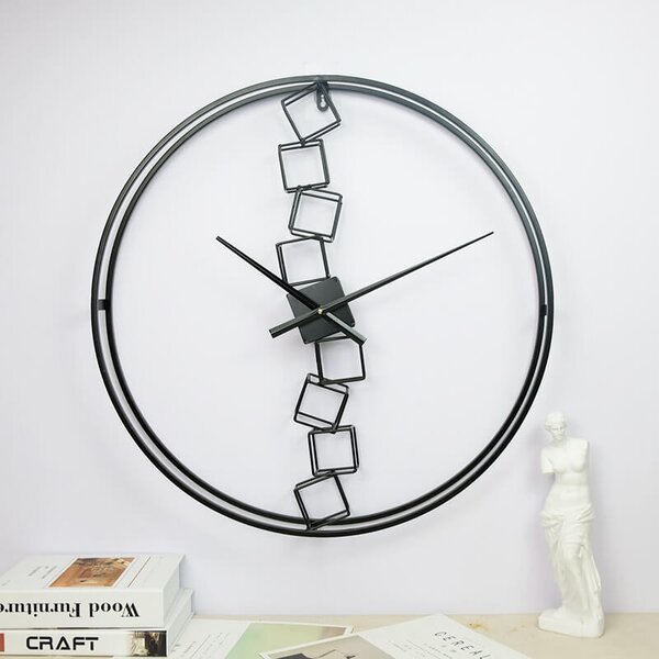 Dizajnové nástenné hodiny CUBE Black 60cm