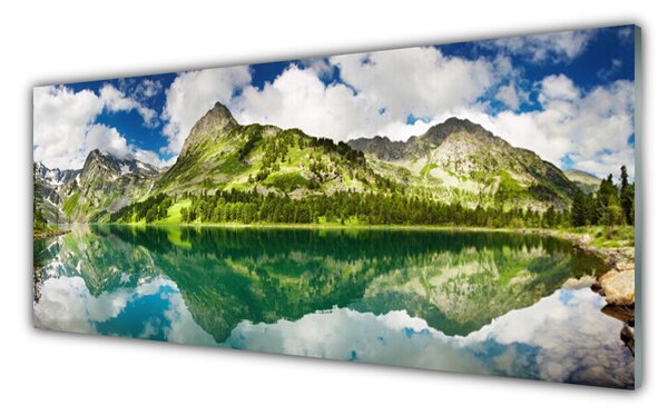 Nástenný panel  Hory jazero príroda 125x50 cm