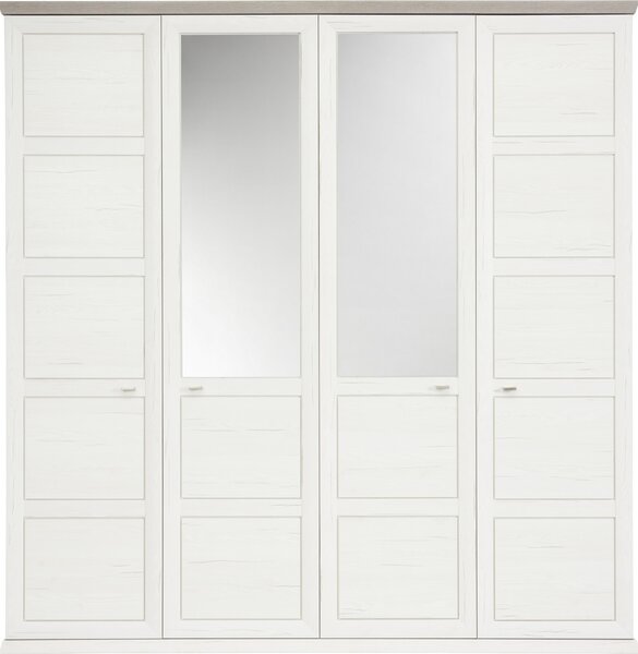 SKRIŇA SO ZRKADLOM, sivá, biela, 205/209/60 cm Hom`in - Skrine