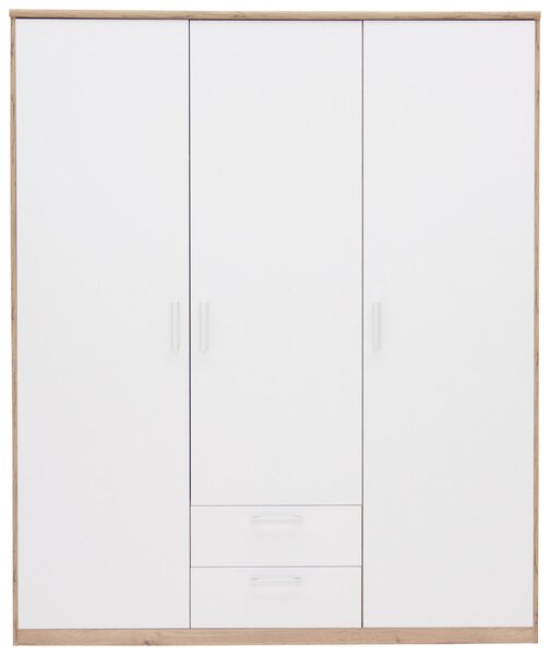 SKRIŇA S OTOČNÝMI DVERAMI, biela, dub wotan, 157/194/54 cm Xora - Skrine