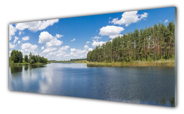Sklenený obklad Do kuchyne Jazero les príroda 125x50 cm
