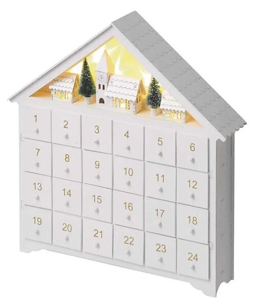 LED Adventný kalendár 8xLED/2xAA biela