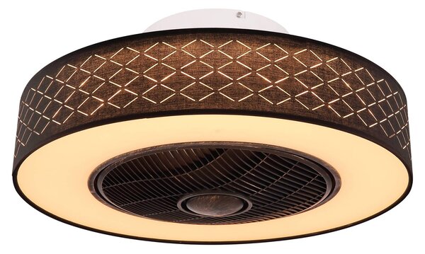 LED stropný ventilátor Rosario, čierno-zlatý