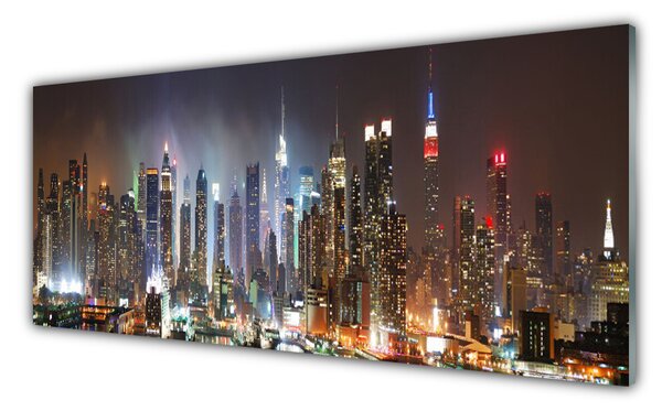 Sklenený obklad Do kuchyne Noc mesto new york 125x50 cm