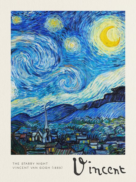 Umelecká tlač The Starry Night - Vincent van Gogh, (30 x 40 cm)