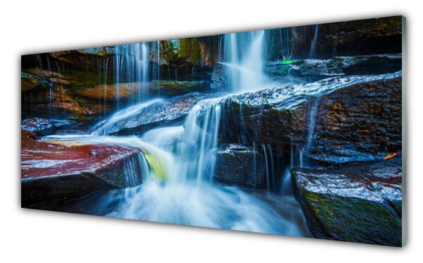 Sklenený obklad Do kuchyne Skaly vodopád rieka príroda 125x50 cm