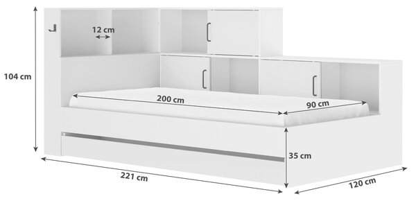 POSTEĽ S ÚLOŽNÝM PRIESTOROM, 90/200 cm sivá, biela MID.YOU - Detské izby, Online Only