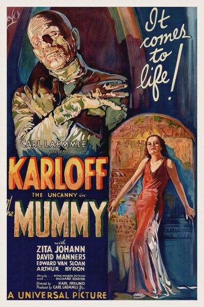 Umelecká tlač The Mummy (Vintage Cinema / Retro Movie Theatre Poster / Horror & Sci-Fi), (26.7 x 40 cm)
