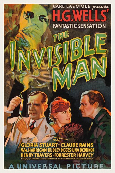 Umelecká tlač The Invisible Man (Vintage Cinema / Retro Movie Theatre Poster / Horror & Sci-Fi), (26.7 x 40 cm)