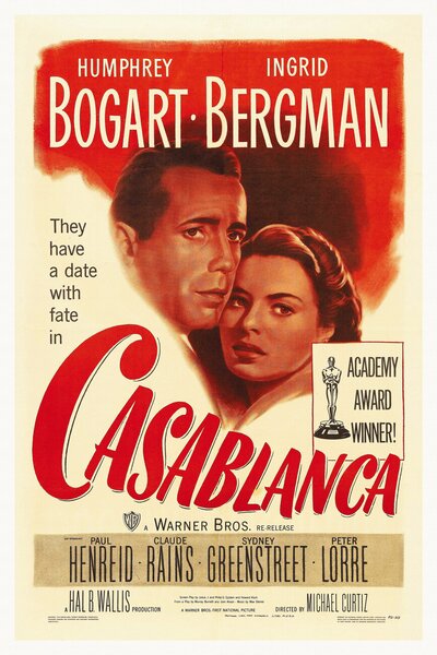 Obrazová reprodukcia Casablanca (Vintage Cinema / Retro Theatre Poster), (26.7 x 40 cm)