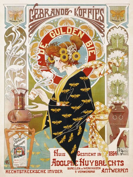 Umelecká tlač Coffee Shop Advert (Art Nouveau Café) - Alphonse Mucha, (30 x 40 cm)