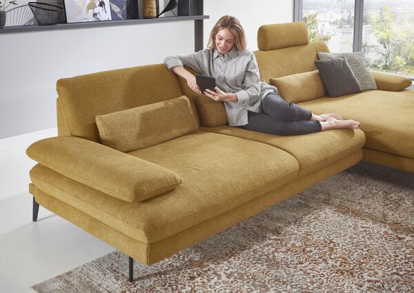 ROHOVÁ SEDACIA SÚPRAVA, textil, kari žltá Dieter Knoll - Sedačky