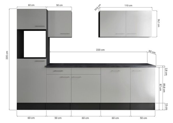 KUCHYNSKÝ BLOK BEZ SPOTREBIČO 280 cm Respekta - Online Only kuchyne, Online Only
