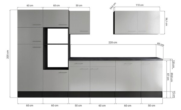 KUCHYNSKÝ BLOK BEZ SPOTREBIČO 340 cm Respekta - Online Only kuchyne, Online Only