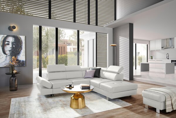 ROHOVÁ SEDAČKA, textil, koža, svetlosivá Celina Home - Sedačky
