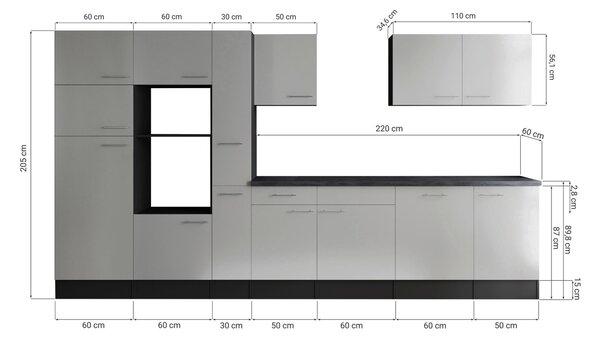 KUCHYNSKÝ BLOK BEZ SPOTREBIČO 370 cm Respekta - Online Only kuchyne, Online Only
