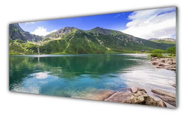 Sklenený obklad Do kuchyne Hora jazero príroda 125x50 cm