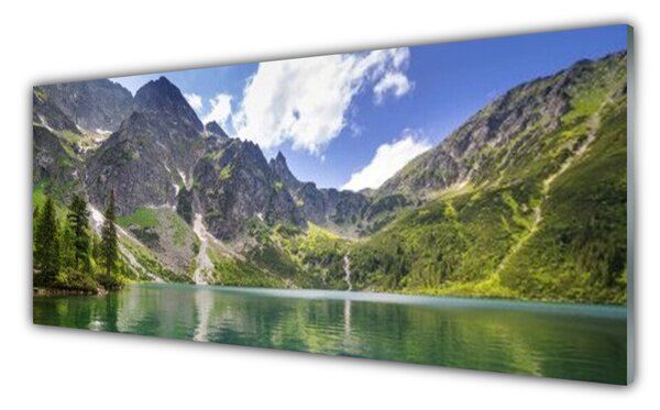 Sklenený obklad Do kuchyne Hora jazero príroda 125x50 cm